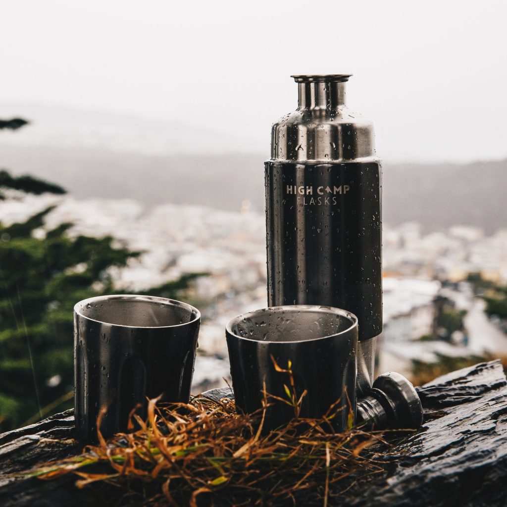 HIGH CAMP FLASKS-2 - Pack Firelight Tumbler with Soft Case - (Classic  Stainless)