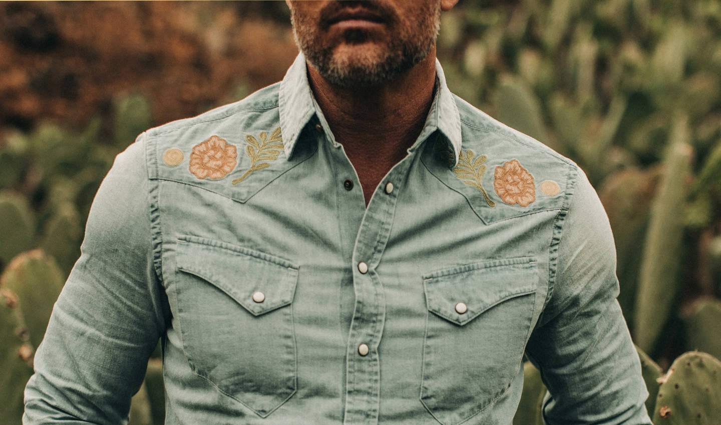 Stitch | in Coolector Western Taylor Shirt Washed The Denim Embroidered