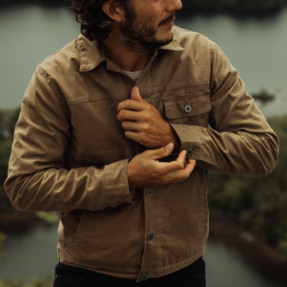 Flint and Tinder Flannel-Lined Waxed Hudson Jacket - Forest, Waxed Jackets